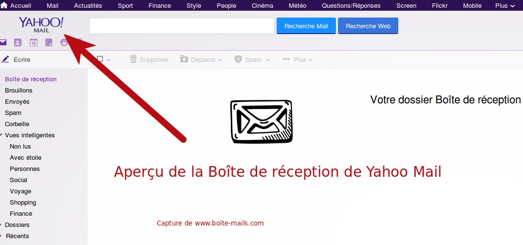 Boite de reception de Yahoo